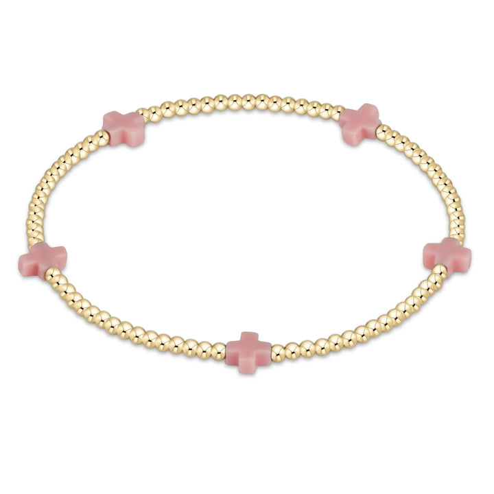 eGirl Signature Cross Small Gold Pattern 2mm Bead Bracelet Girl Bracelet ENewton Pink 