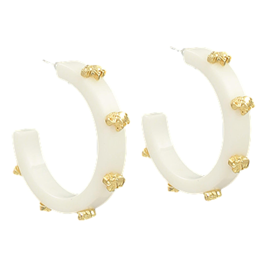 Elephant Head Earrings Womens Earrings Golden Stella White 