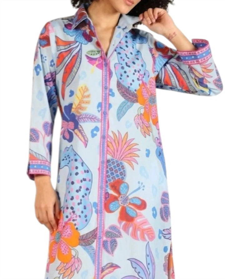 Eliza Midi Dress - Azure Safari Womens Dress Maude Vivante 