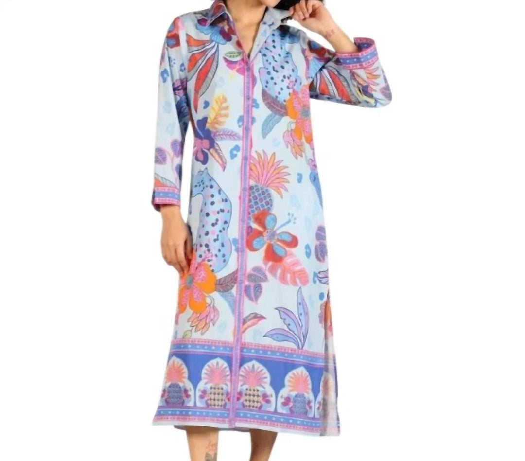 Eliza Midi Dress - Azure Safari Womens Dress Maude Vivante 