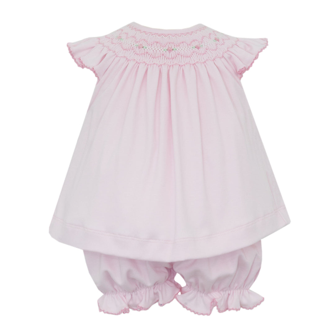 Elizabeth Pink Smocked Knit Bloomer Set Girl Set Petit Bebe 