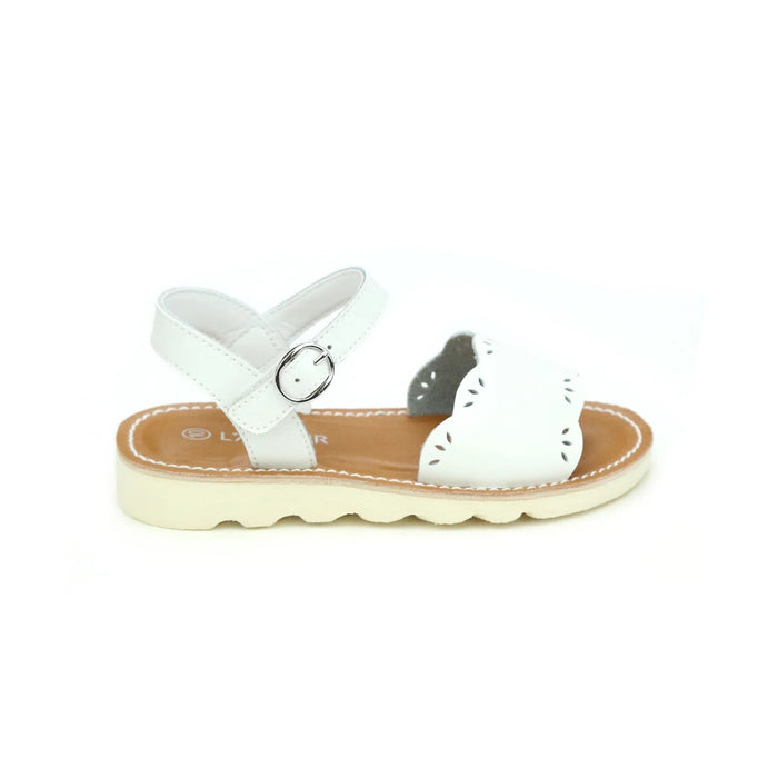 Ella Scalloped Sandal - White Children Shoes L'Amour 