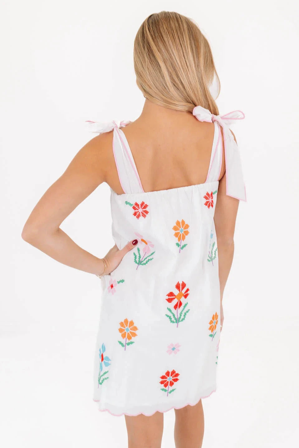 Eloise Tie Strap Dress - White/Multi Womens Dress J Marie Collections 
