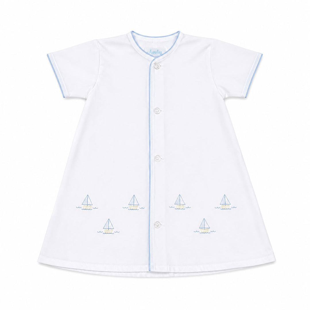 Embroidered Sailboat Day Gown Boy Gown Auraluz 