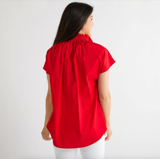 Emily Top - Red Womens Shirt Caryn Lawn 