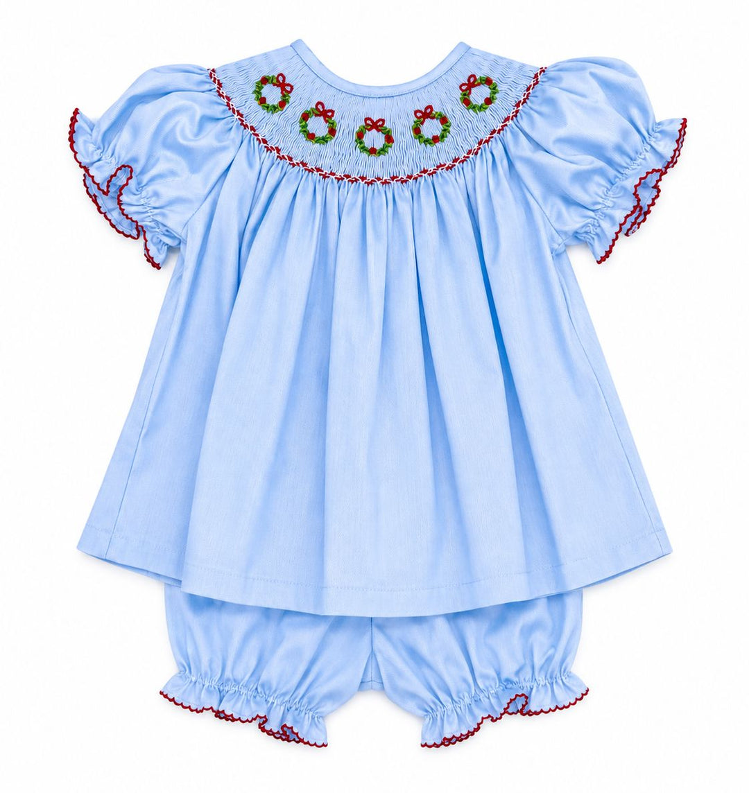 Emma Smocked Wreath Bloomer Set Girl Bloomer Set Lulu Bebe 