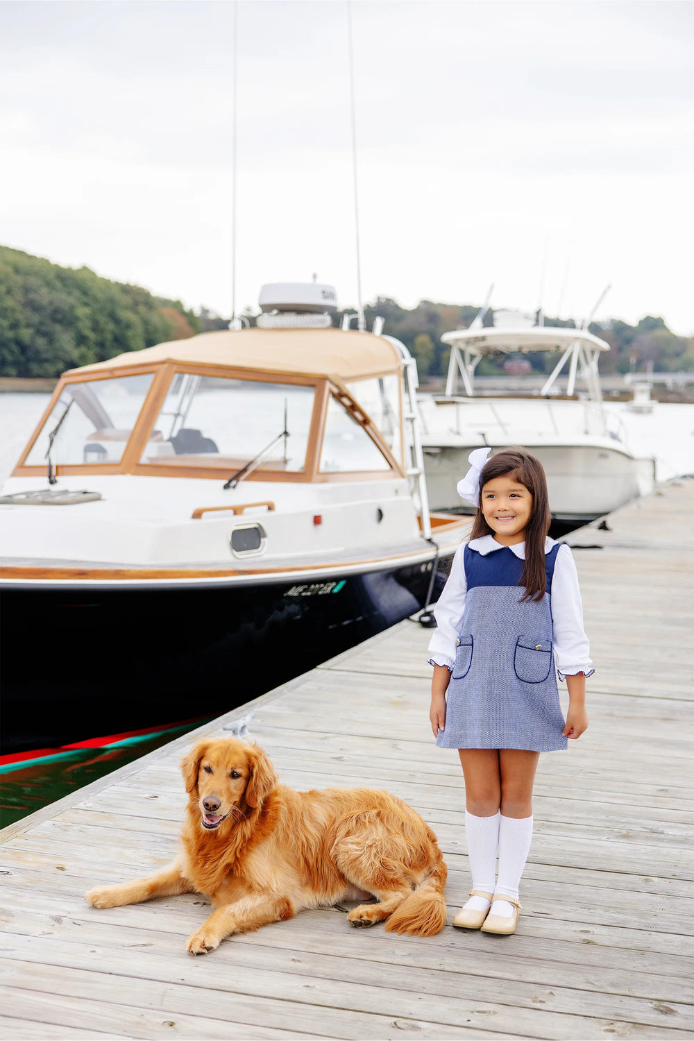 Emma's Elbow Patch Top - Nantucket Navy Bows Girl Shirt Beaufort Bonnet 