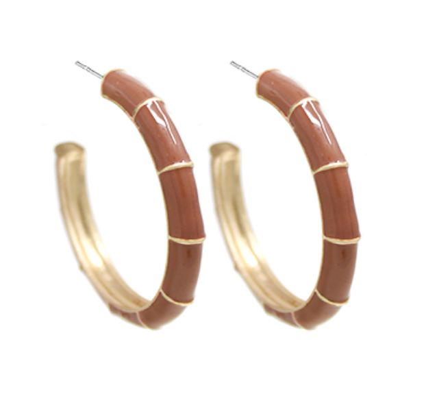 Enamel Color Hoop Earrings Womens Earrings Golden Stella Brown 