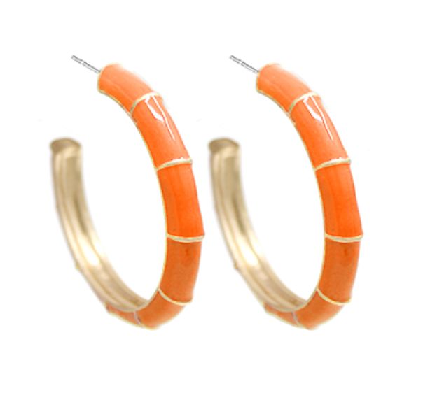Enamel Color Hoop Earrings Womens Earrings Golden Stella Orange 