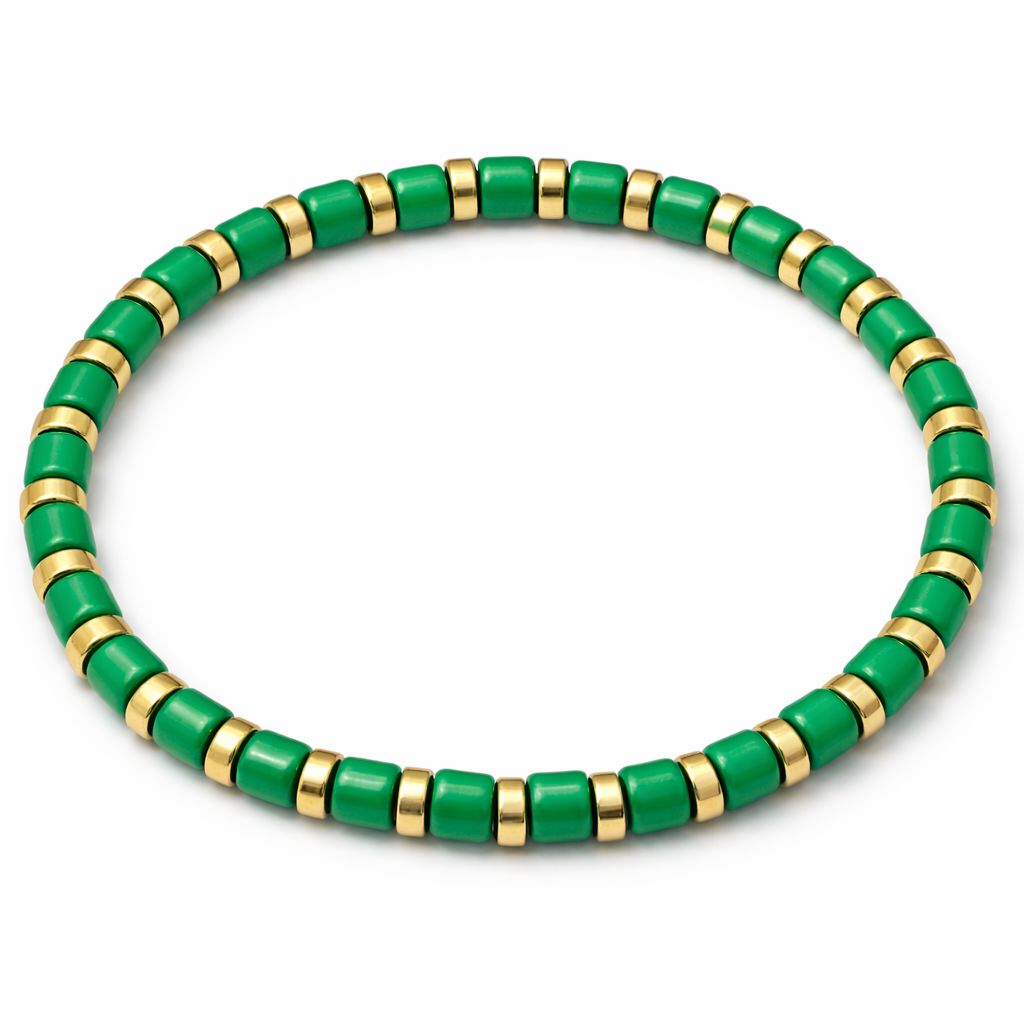Enamel & Gold Bracelet - Kelly Green Costume Jewelry Malibu Sugar 