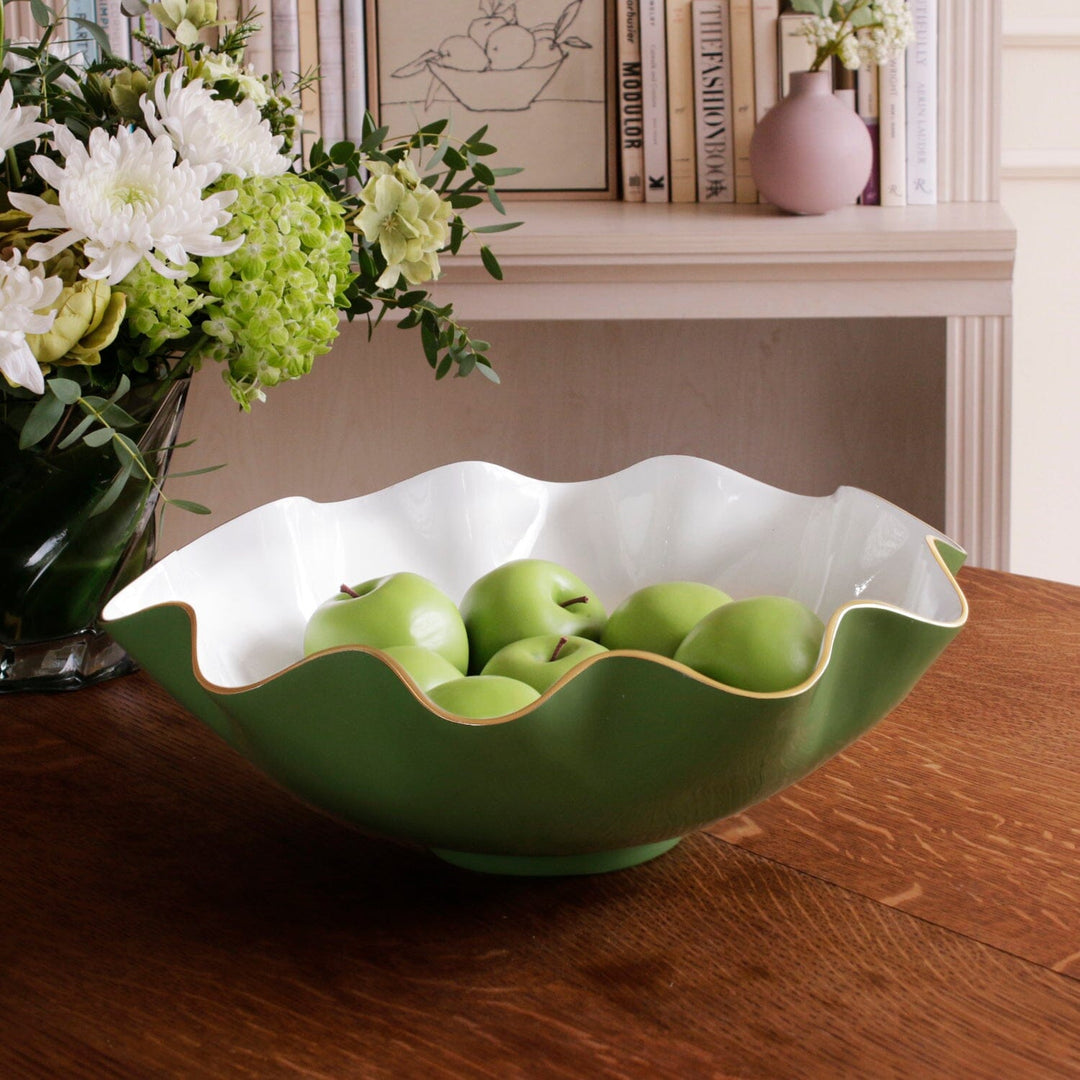 ENCANTO Carola Extra Large Bowl - Leaf Green and White Decorative Bowl Beatriz Ball 