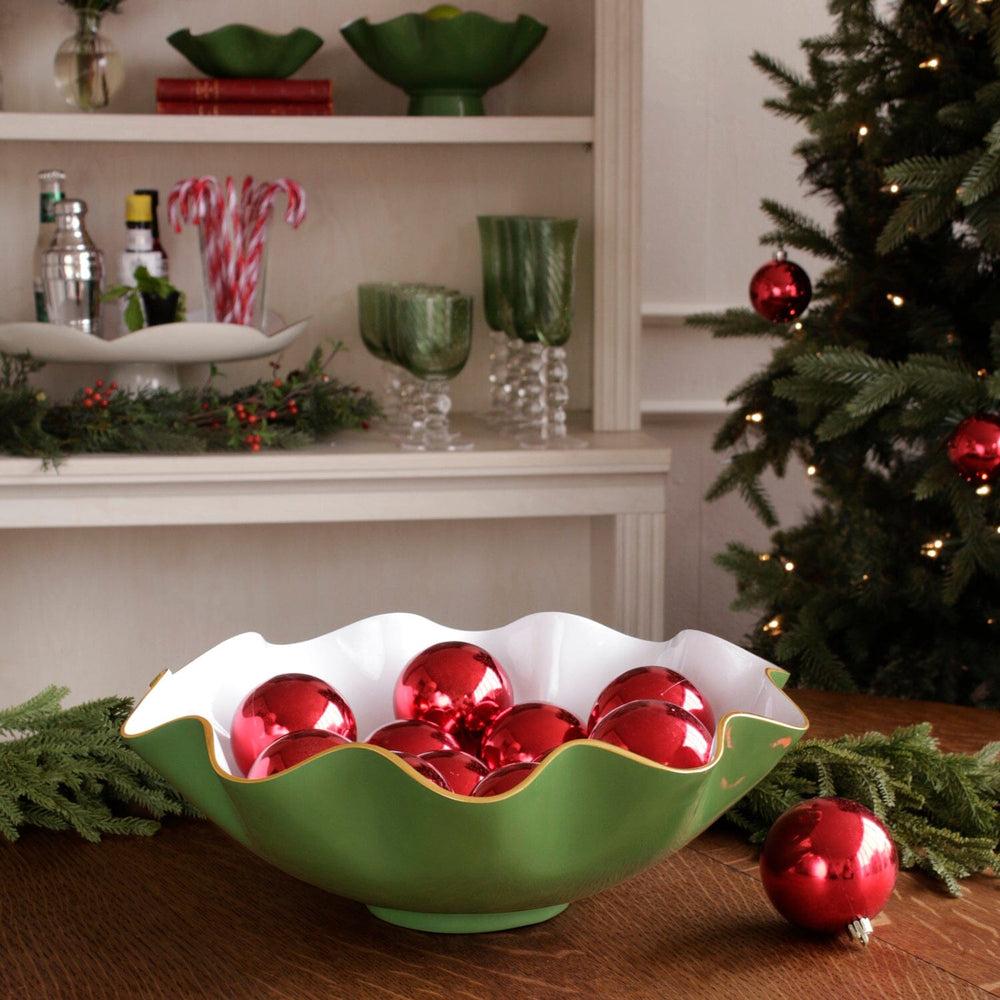 ENCANTO Carola Extra Large Bowl - Leaf Green and White Decorative Bowl Beatriz Ball 