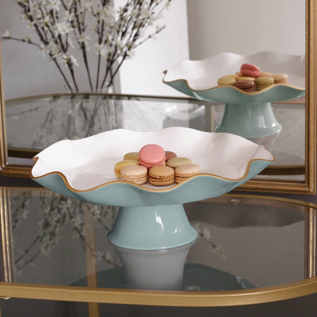ENCANTO Carola Pedestal Cake Plate - Slate and White Cake Stand Beatriz Ball 