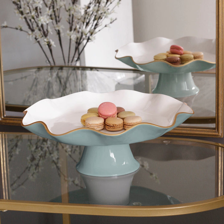 ENCANTO Carola Pedestal Cake Plate - Slate and White Cake Stand Beatriz Ball 
