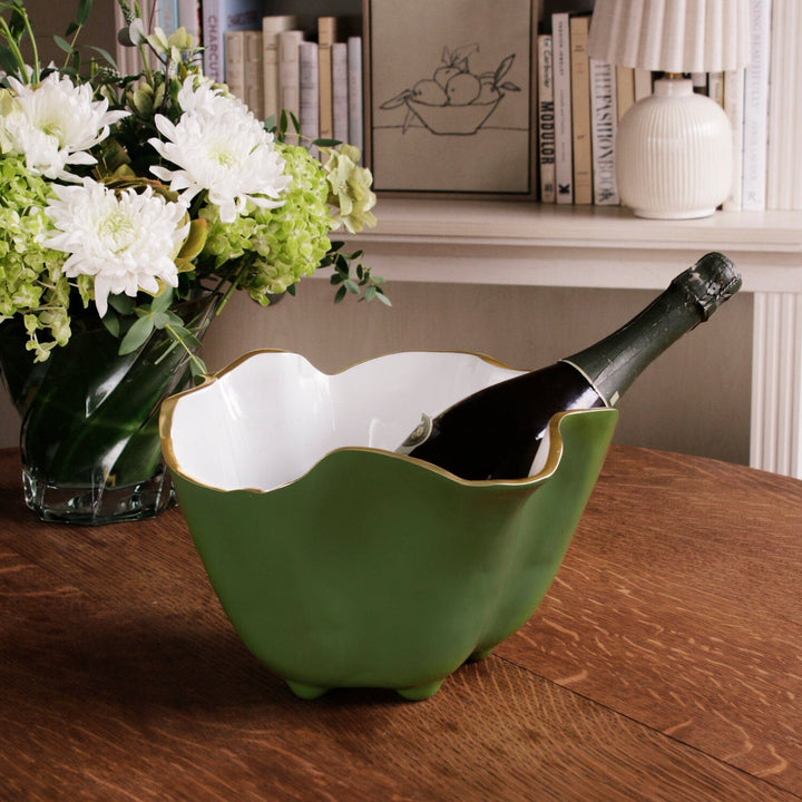 ENCANTO Onyx Ice Bucket - Leaf Green and White Ice Bucket Beatriz Ball 