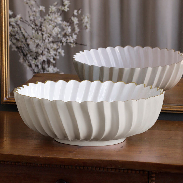 ENCANTO Orlando Large Bowl - Cream and White Decorative Bowl Beatriz Ball 