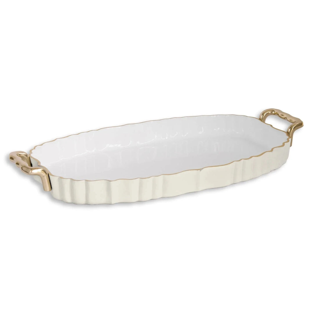 ENCANTO Vintage Fluted Oval Tray - Cream Decorative Tray Beatriz Ball 