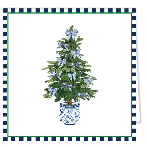 Enclosure Cards - Blue Bows Christmas Tree Gift Tags & Labels WH Hostess 