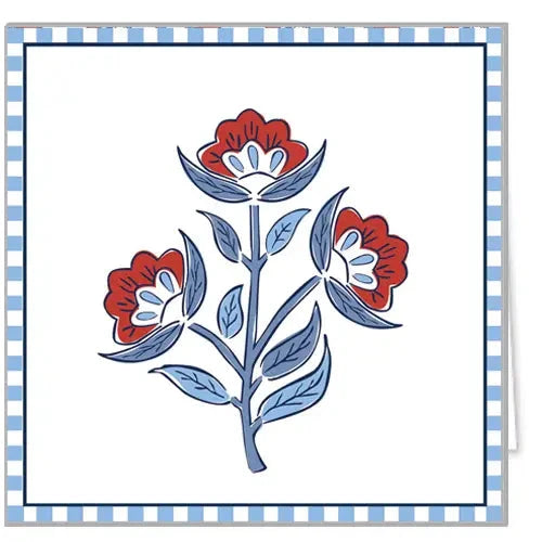 Enclosure Cards - Red Floral Block Print Gift Tags & Labels WH Hostess 