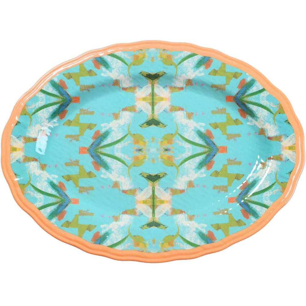 English Garden Turquoise Melamine Platter Serving Piece Laura Park Design 