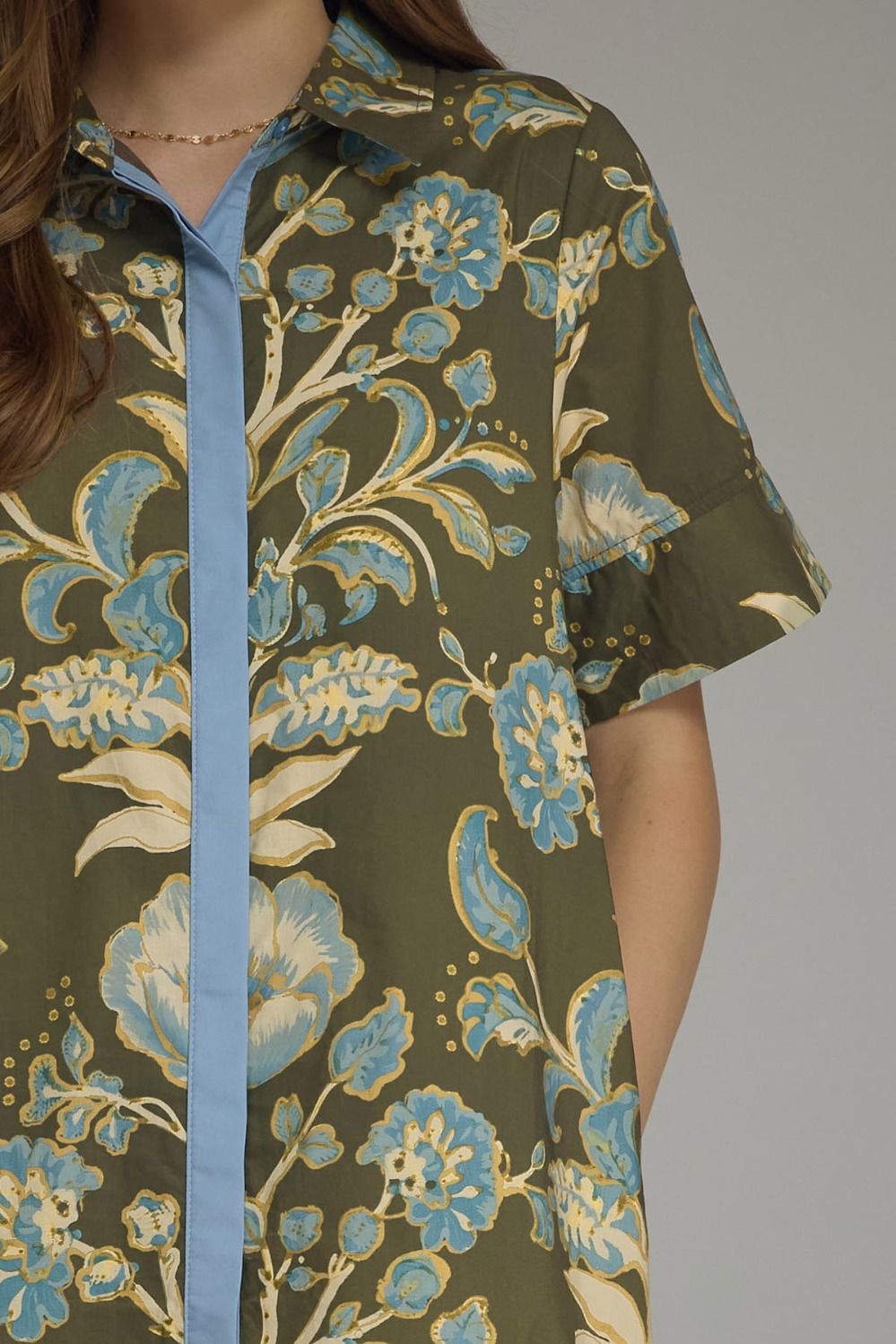 Green and Cream Filigree Midi Dress