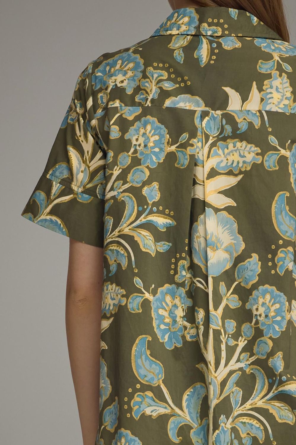 Green and Cream Filigree Midi Dress