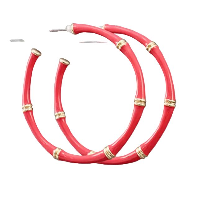 Epoxy Bamboo Hoop Earrings Womens Earrings Golden Stella Coral 