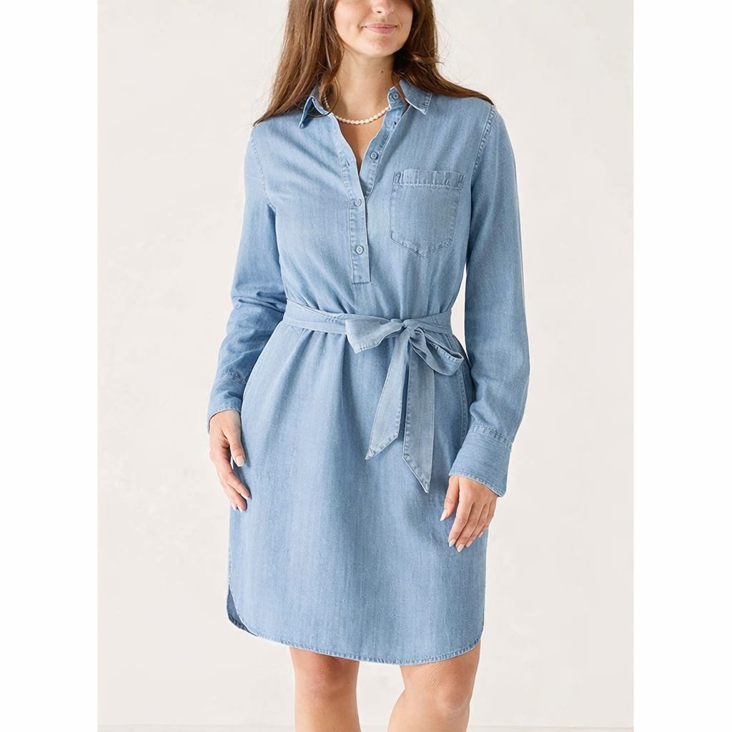 Essential Shirt Dress - Tencel Blue Womens Dress MerSea 