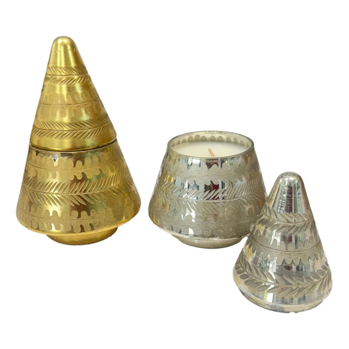 Etched Glass Tree Candles Christmas Decor Mary Square 