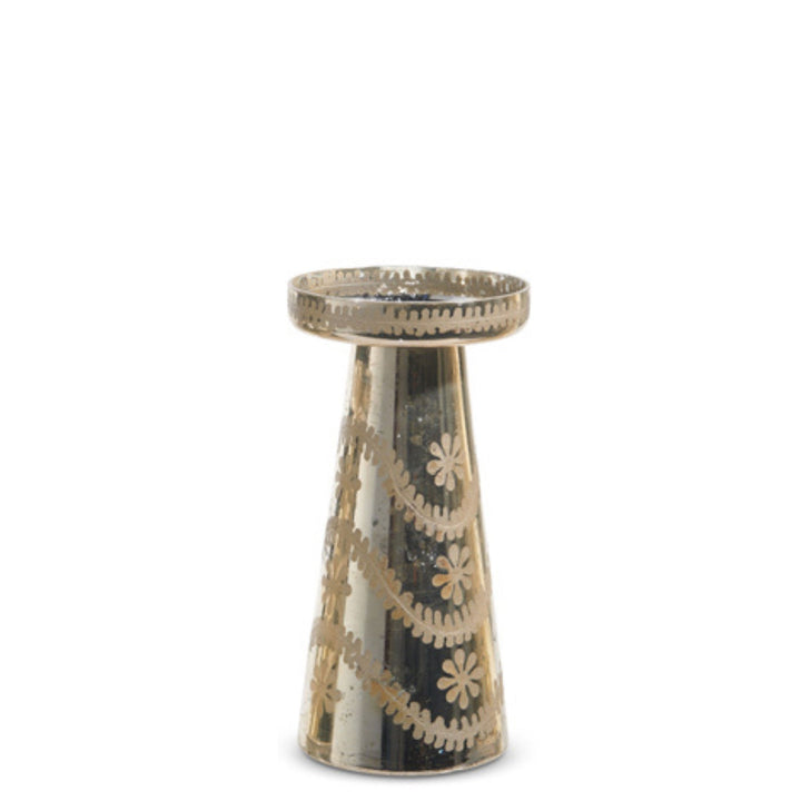 Etched Silver Mercury Glass Candle Holders Candle RAZ Medium 