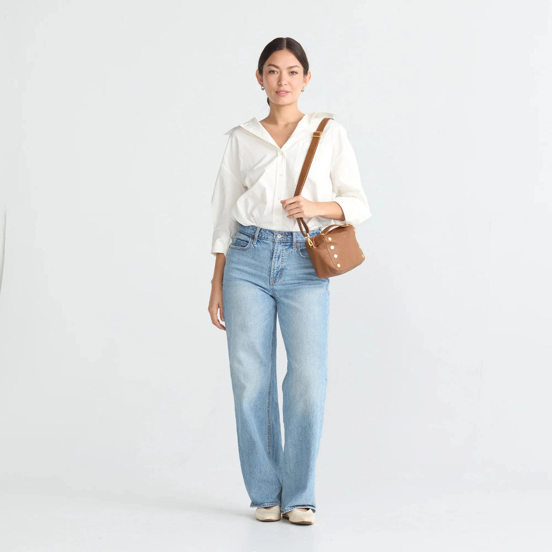 Evan Leather Crossbody Bag - Mahogany Pebble Purse Hammitt 
