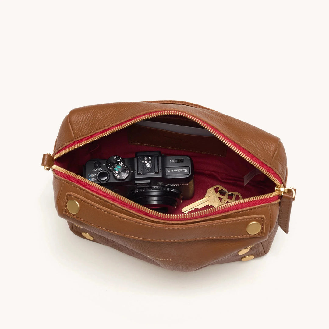 Evan Leather Crossbody Bag - Mahogany Pebble Purse Hammitt 