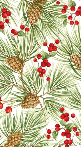 Evergreen And Berries Guest Towel Napkins Guest Towels Caspari 