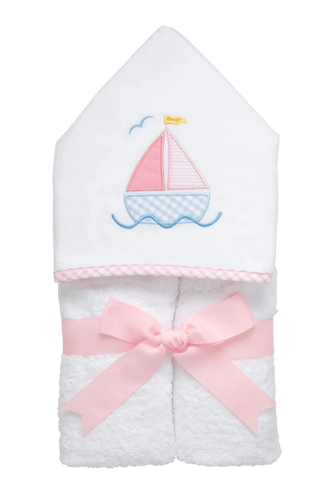 Every Kid Hooded Towel - Applique Hooded Bath Towels 3 Marthas Sailboat - Pink 