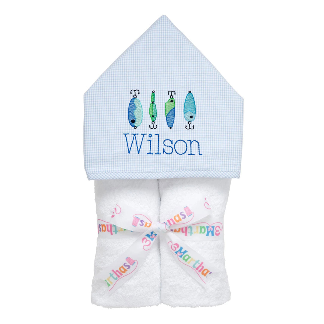 Every Kid Hooded Towel - Monogrammable Hooded Bath Towels 3 Marthas Blue Small Check 