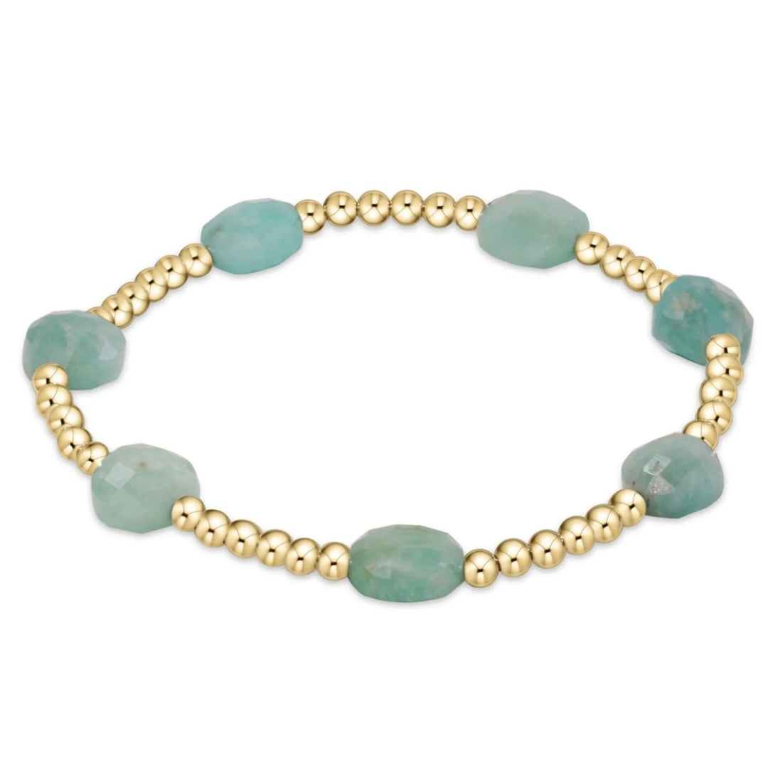 Extends - Admire Gold 3mm Bead Bracelet - Gemstones Womens Bracelet ENewton Amazonite 