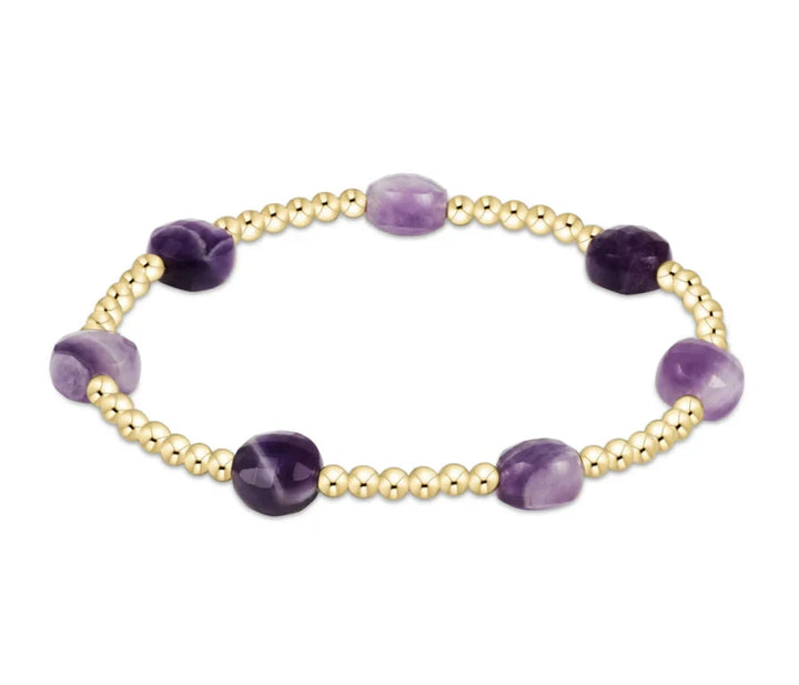 Extends - Admire Gold 3mm Bead Bracelet - Gemstones Womens Bracelet ENewton Amethyst 