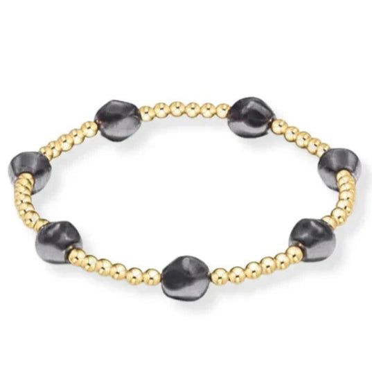 Extends - Admire Gold 3mm Bead Bracelet - Gemstones Womens Bracelet ENewton Dark Grey Pearl 