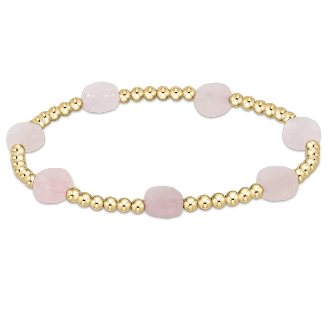 Extends - Admire Gold 3mm Bead Bracelet - Gemstones Womens Bracelet ENewton Pink Opal 