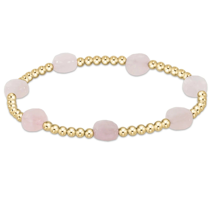 Extends - Admire Gold 3mm Bead Bracelet - Gemstones Womens Bracelet ENewton Pink Opal 