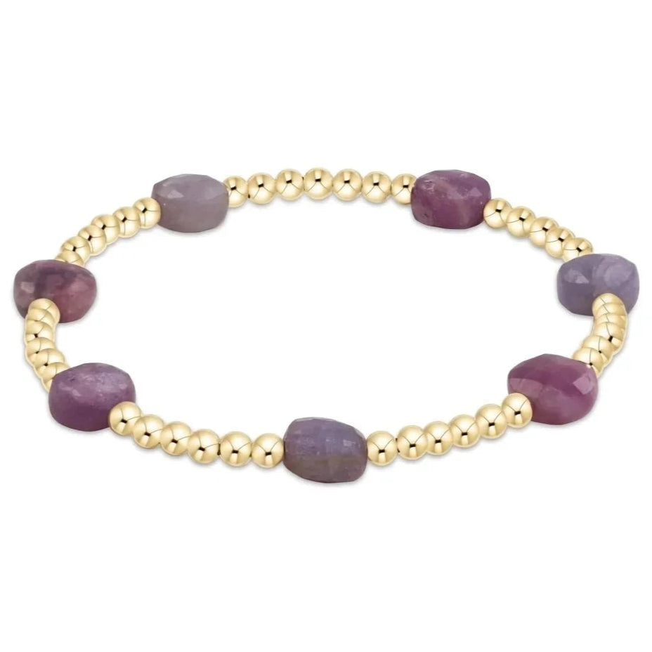 Extends - Admire Gold 3mm Bead Bracelet - Gemstones Womens Bracelet ENewton Ruby 