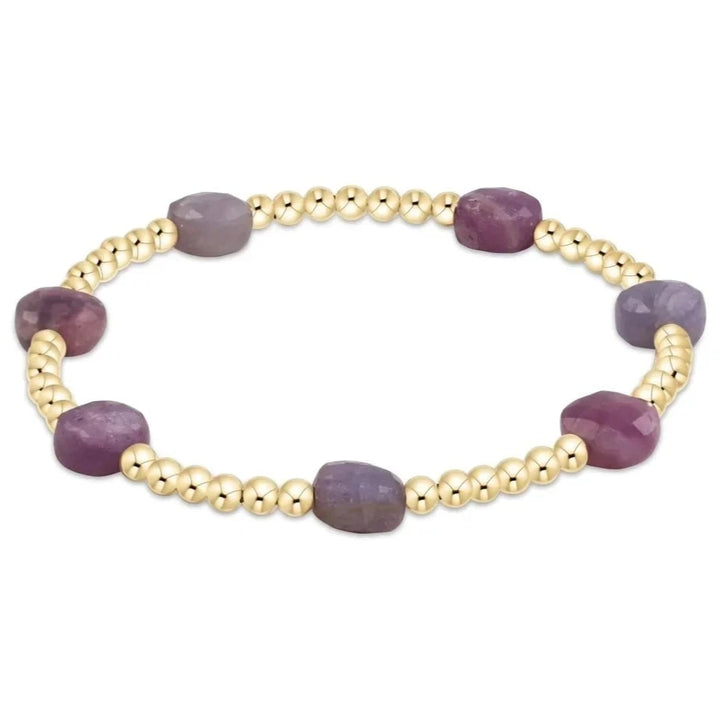 Extends - Admire Gold 3mm Bead Bracelet - Gemstones Womens Bracelet ENewton Ruby 