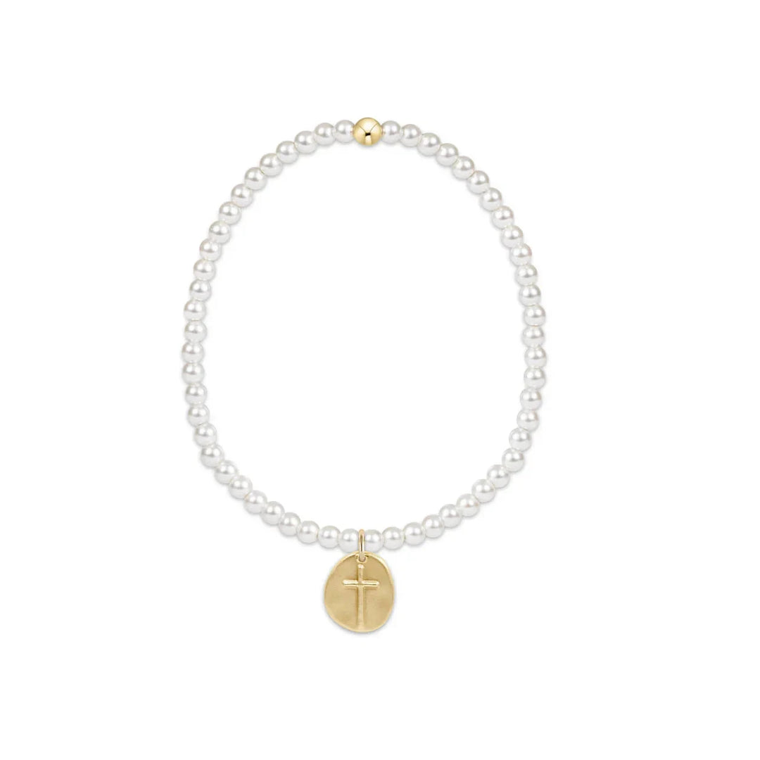 Extends - Classic Pearl 3mm Bead Bracelet - Inspire Small Gold Charm Womens Bracelet ENewton 