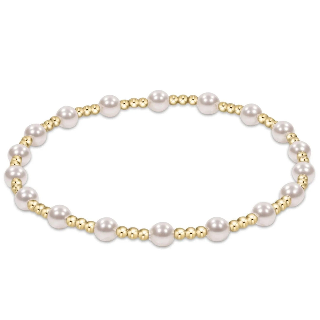 Extends - Classic Sincerity Pattern Bead Bracelet - Pearl Womens Bracelet ENewton 4mm 