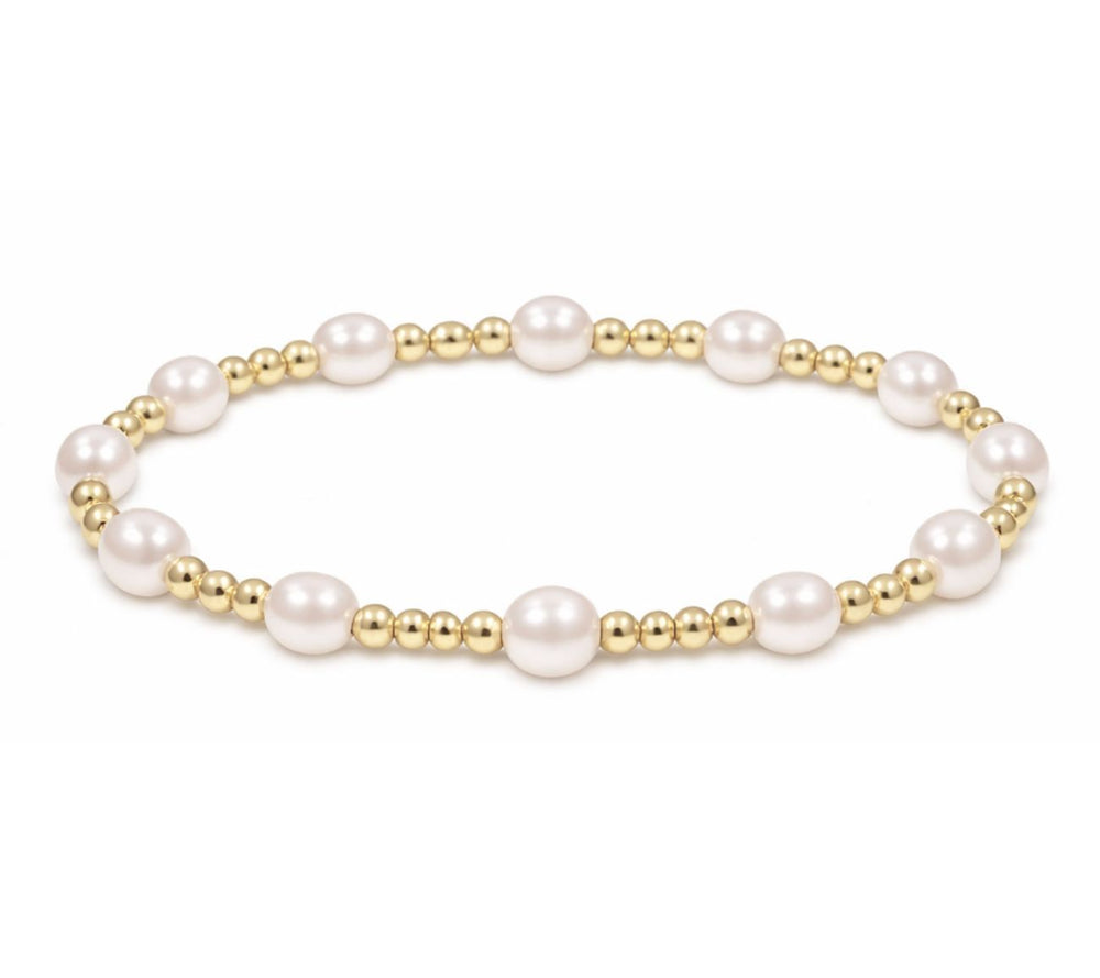 Extends - Classic Sincerity Pattern Bead Bracelet - Pearl Womens Bracelet ENewton 5mm 