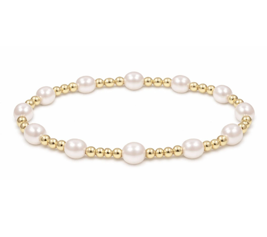 Extends - Classic Sincerity Pattern Bead Bracelet - Pearl Womens Bracelet ENewton 5mm 