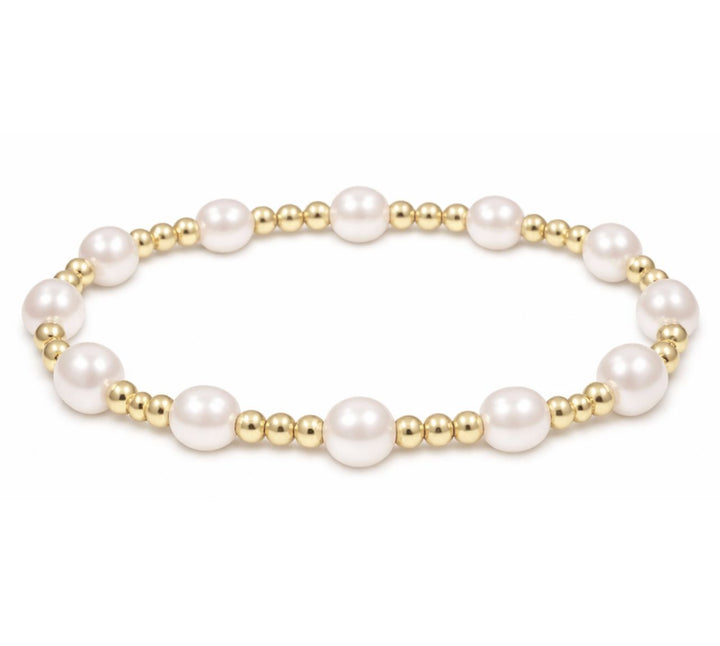 Extends - Classic Sincerity Pattern Bead Bracelet - Pearl Womens Bracelet ENewton 6mm 