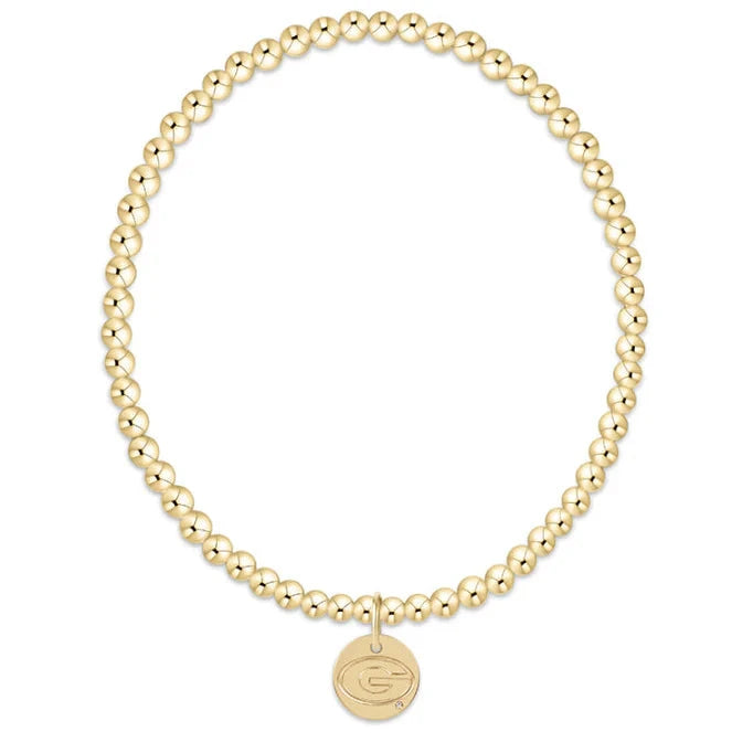 Extends - eCollegiate Classic Gold 3mm Bracelet - UGA Disc Womens Bracelet ENewton 