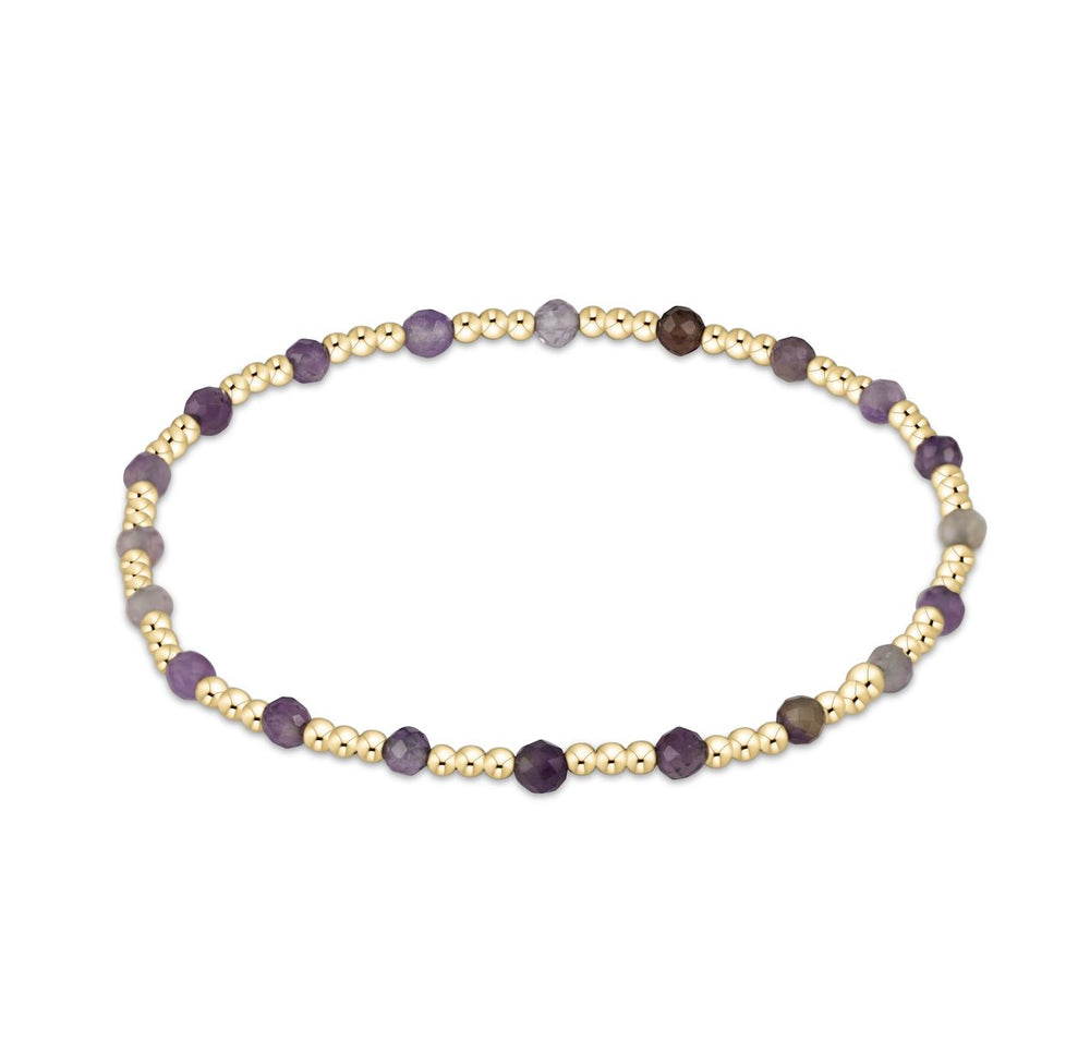 Extends - Gold Sincerity Pattern 3mm Bead Bracelet - Gemstones Womens Bracelet ENewton Amethyst 
