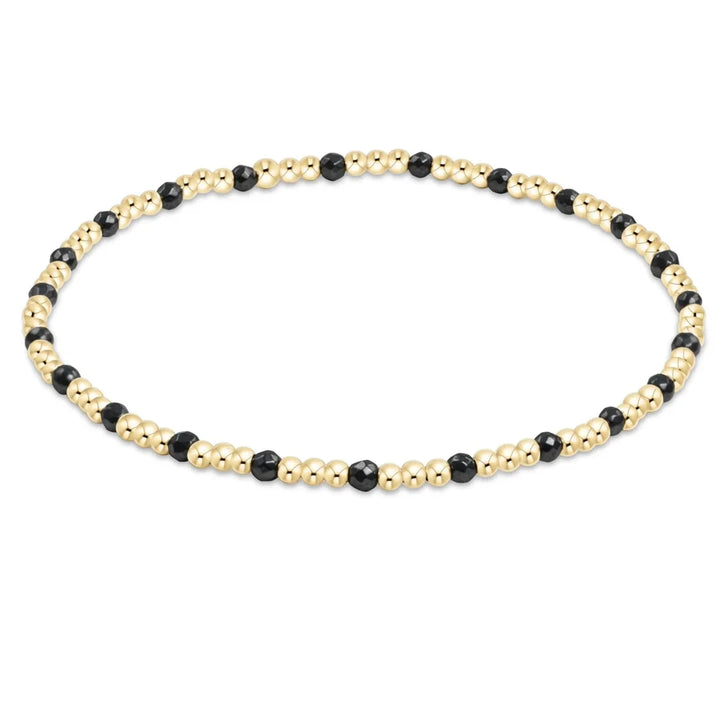 Extends - Gold Sincerity Pattern 3mm Bead Bracelet - Gemstones Womens Bracelet ENewton Faceted Hematite 